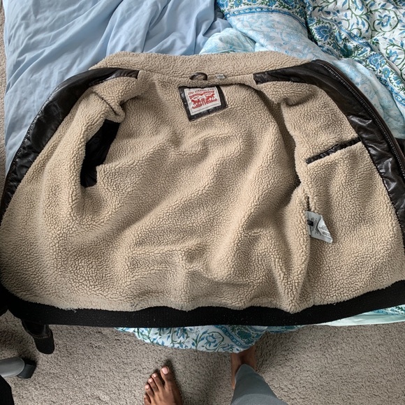 Faux-Leather Bomber Jacket with Fleece Lining - Picture 3 of 3